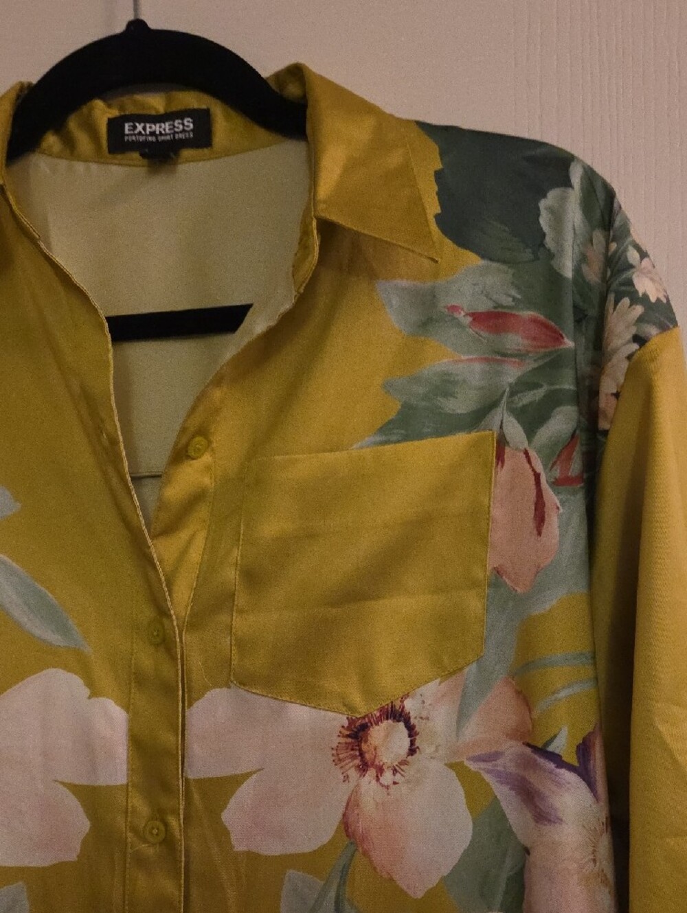 Floral Satin Shirt Dress